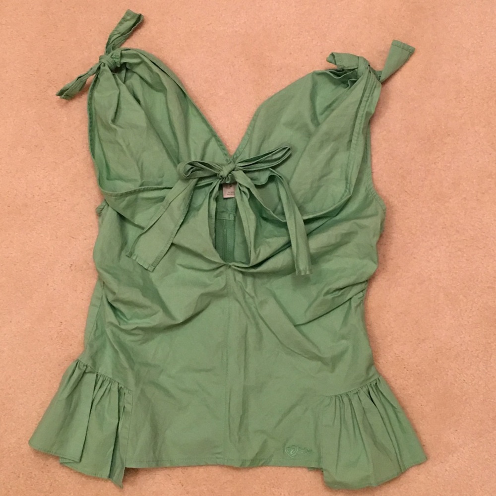 JESSICA SIMPSON Green Sleeveless Blouse- Small